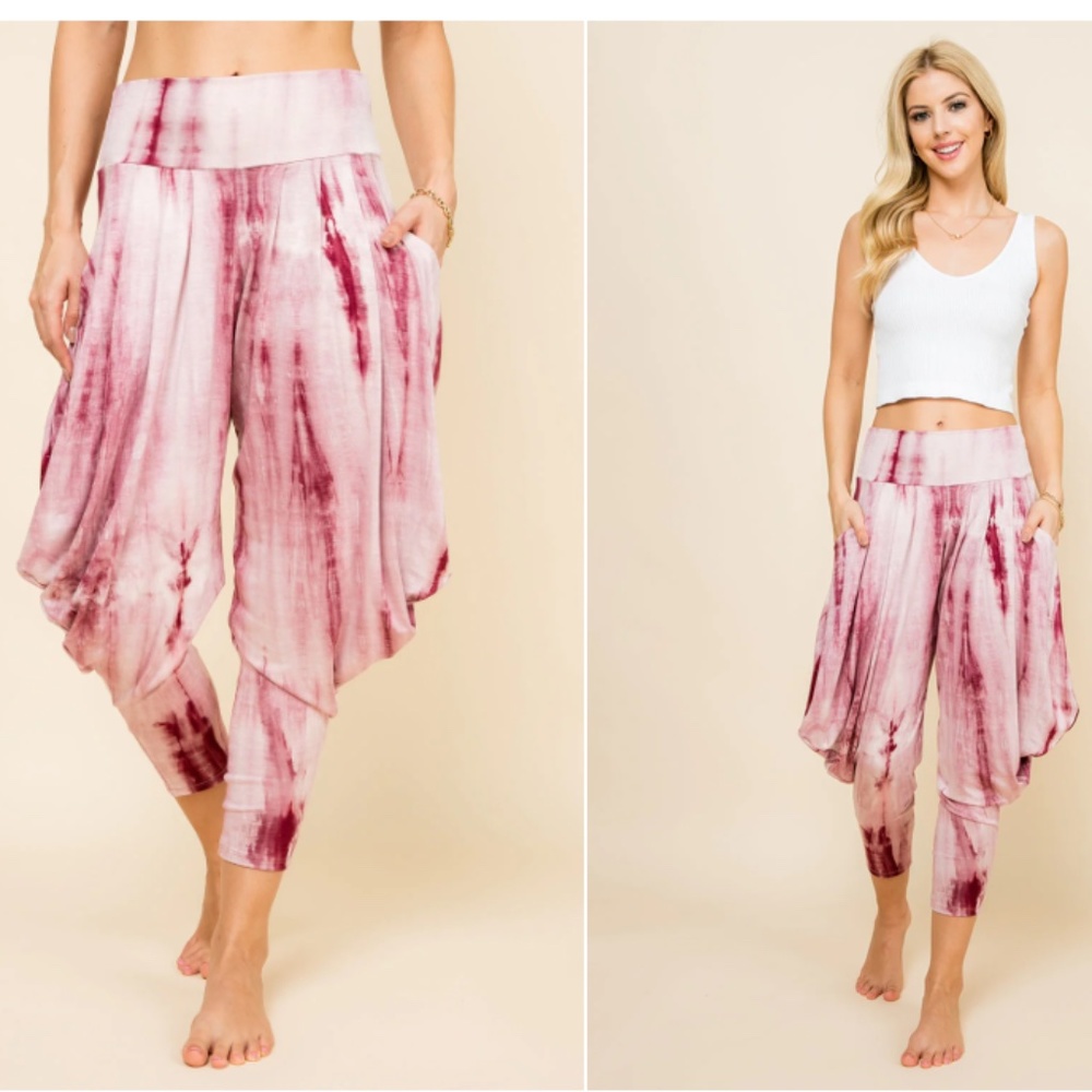 Kooniez Pants - Burgundy Marble Tie-Dye